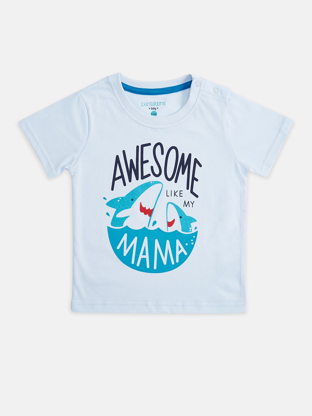 

Pantaloons Baby Boys Blue Printed Round Neck Pure Cotton T-shirt