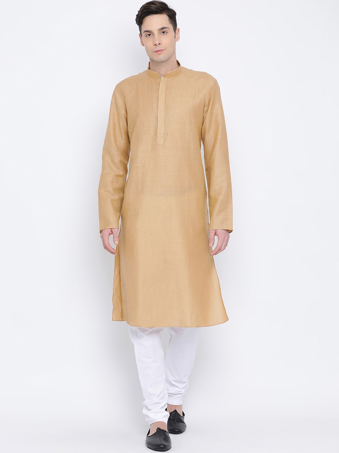 

NAMASKAR Men Brown Linen Kurta
