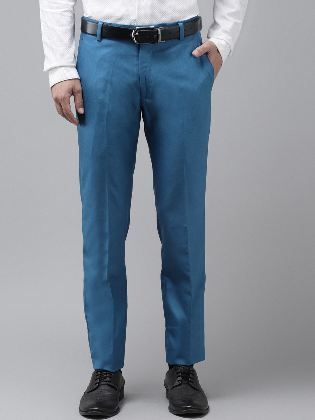 

hangup trend Men Blue Regular Fit Solid Formal Trousers