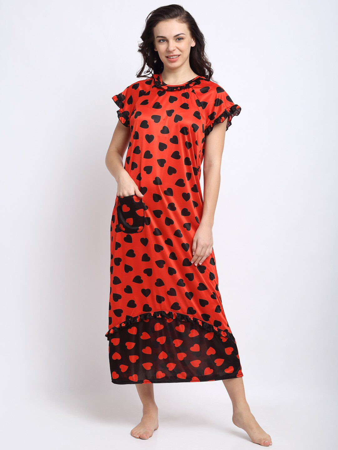 

NEUDIS Women Red Printed Satin Blend Maxi