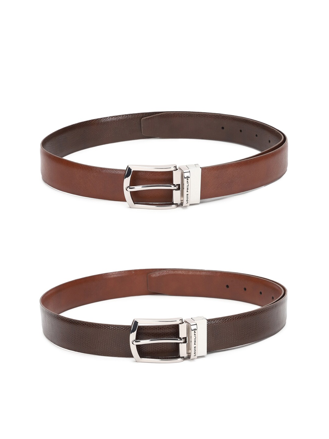 

Louis Philippe Men Brown & Camel Brown Reversible Leather Textured Belt