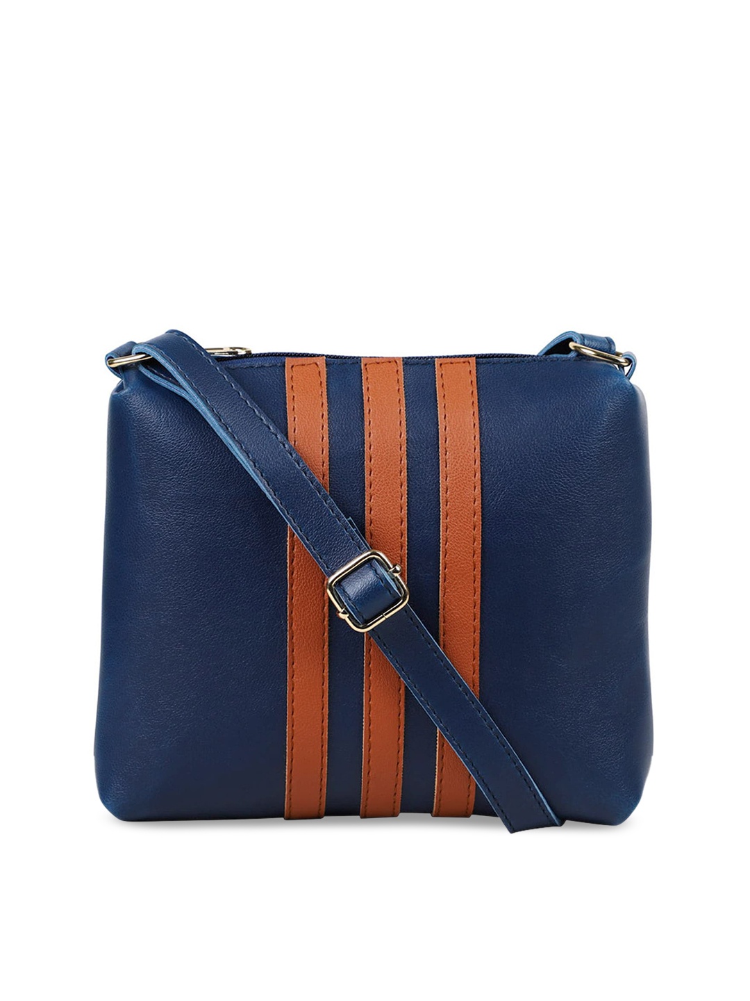 Bagsy Malone Navy Blue & Brown Striped Sling Bag