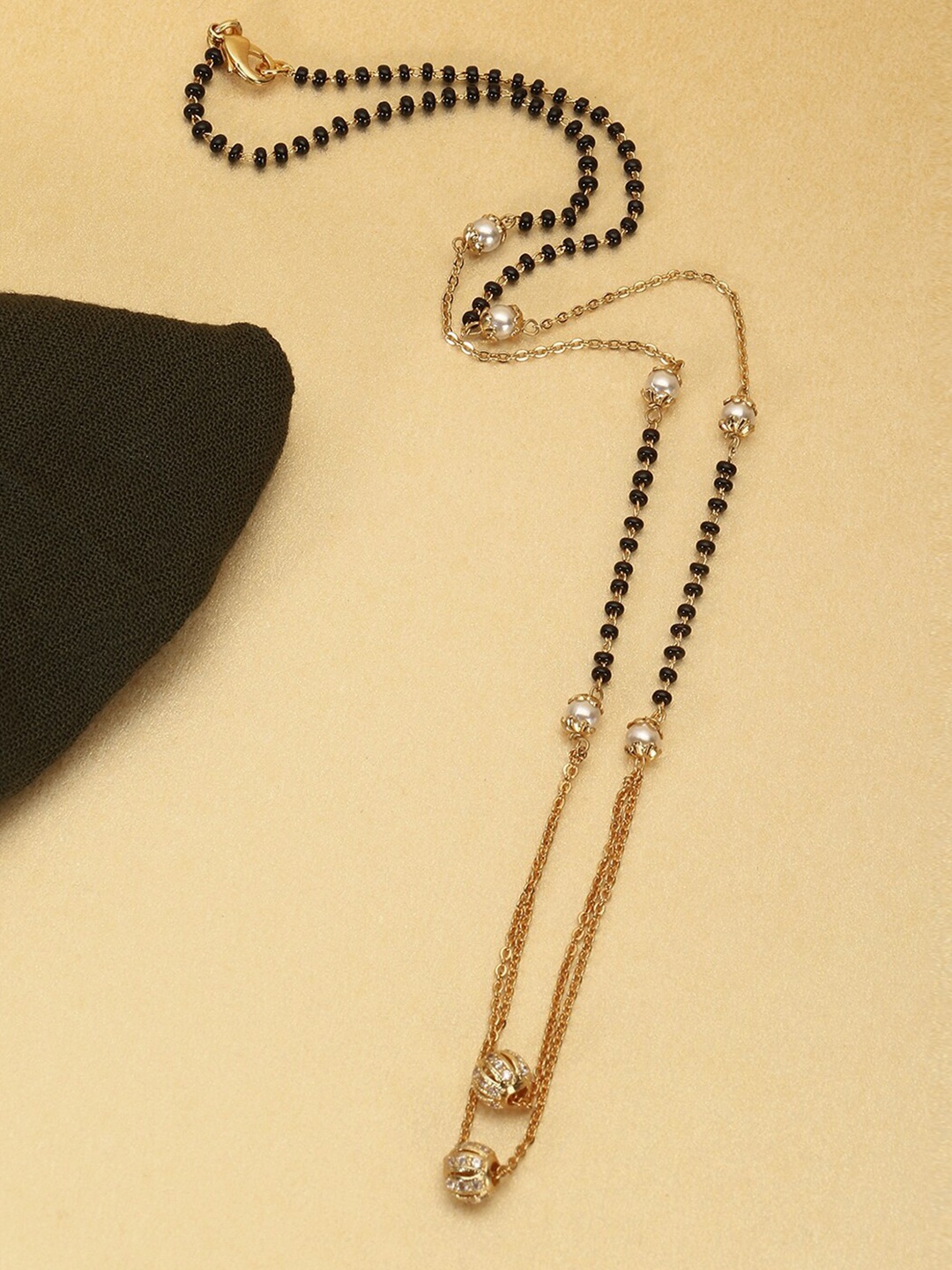 

Adwitiya Collection 24 CT Gold-Plated & Black Copper Handcrafted Mangalsutra