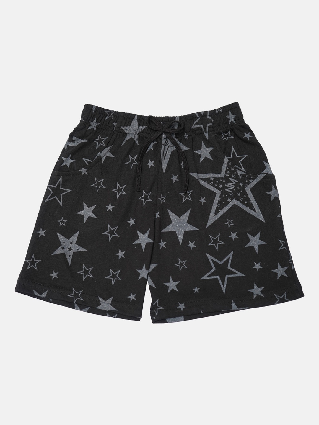 

Nins Moda Girls Black Printed Regular Fit Regular Shorts