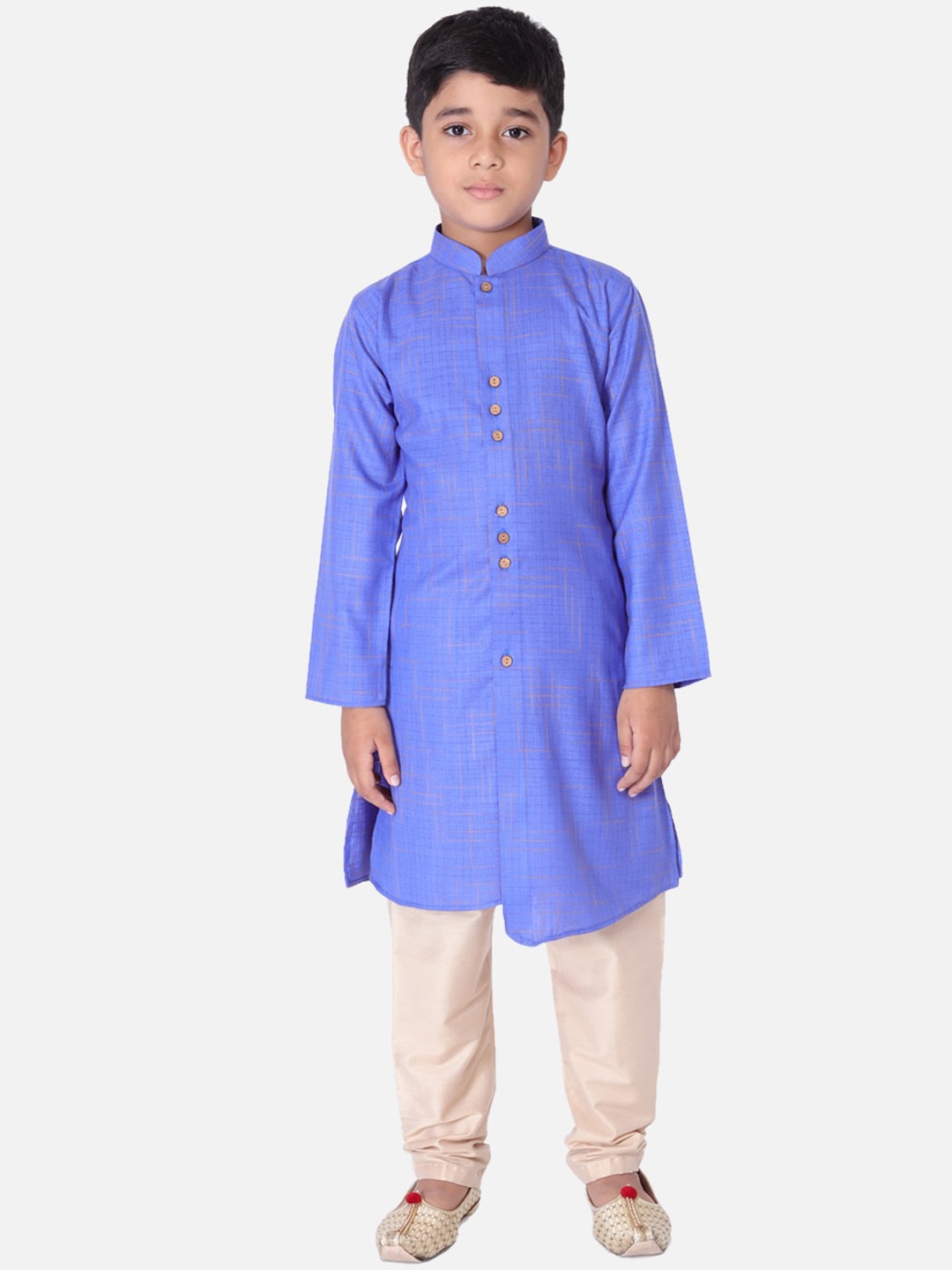 

TABARD Boys Blue & Cream-Coloured Woven Design Cotton Kurta with Churidar
