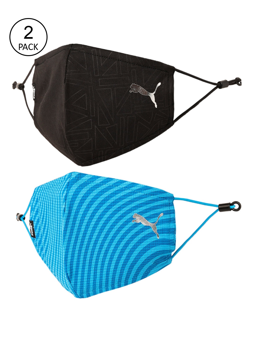Puma Unisex Pack Of 2 5-Ply Reusable Cotton Protective Outdoor Masks, Blue