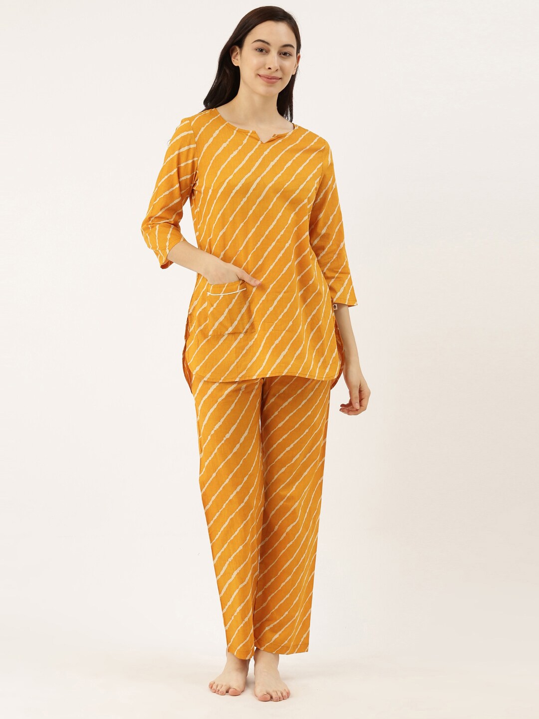 

Bannos Swagger Women Yellow Printed Night Suit