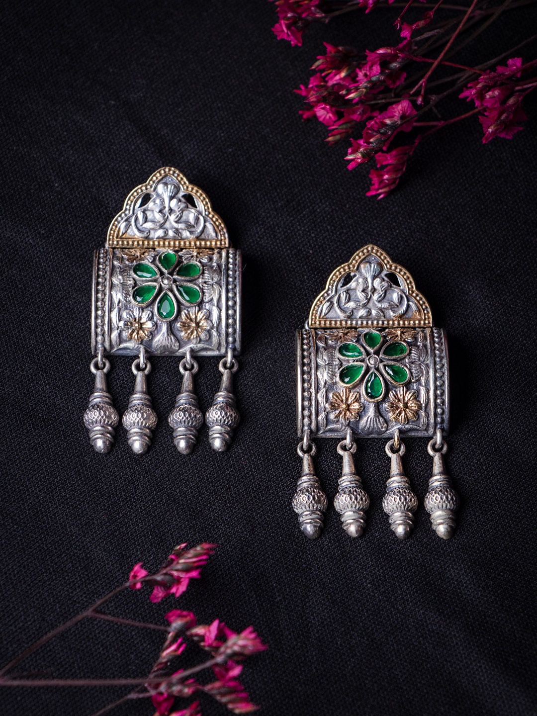 

MORKANTH JEWELLERY Silver Plated & Green Contemporary Drop Earrings