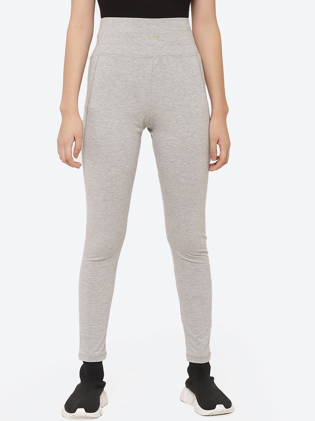 

Biba Women Grey Solid Ankle-Length Leggings