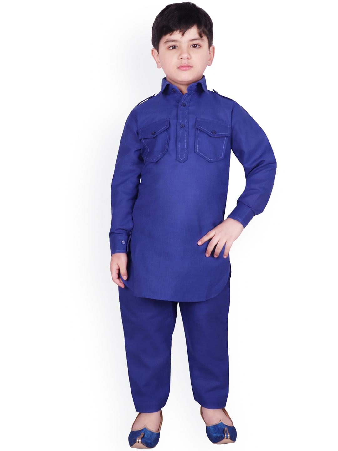

SG YUVRAJ Boys Blue Solid Kurta with Pyjamas