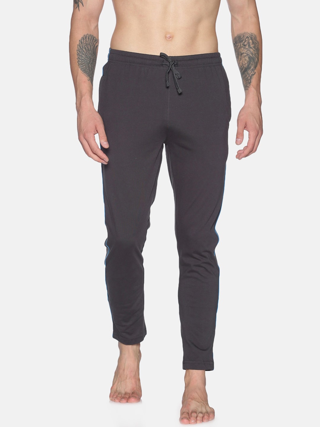 

Dollar Men Grey Solid Cotton Track Pants