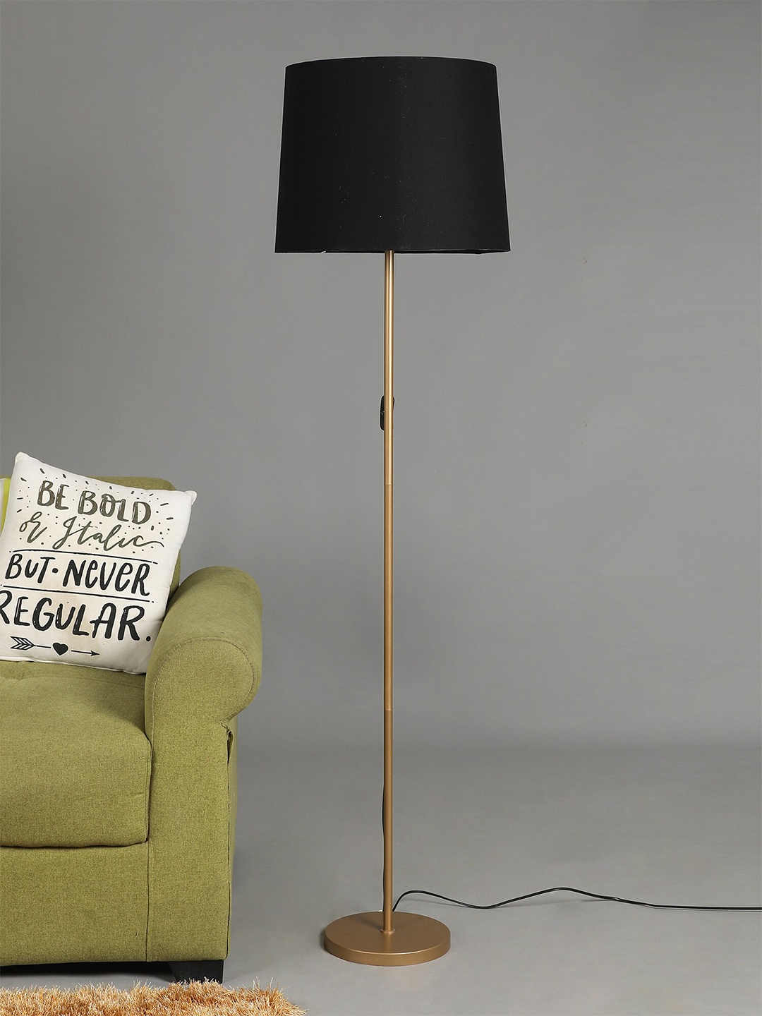 

SANDED EDGE Gold-Toned & Black Solid Contemporary Club Lamp with Shade