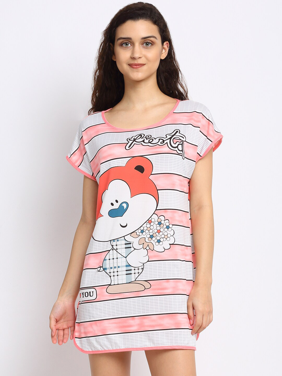 

NEUDIS Pink & White Printed Lounge T-Shirt