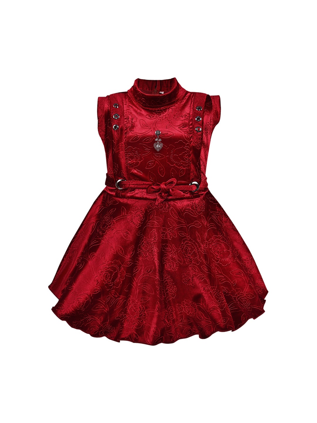 

Wish Karo Maroon Floral Velvet Silk Dress