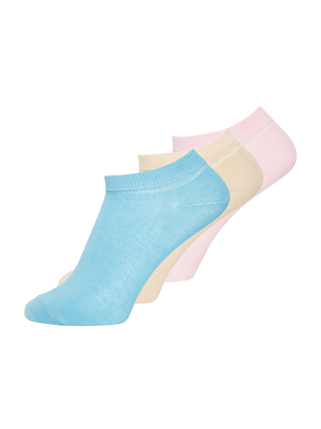 

JUMP USA Women Pack of 3 Solid Ankle-Length Socks, Cream