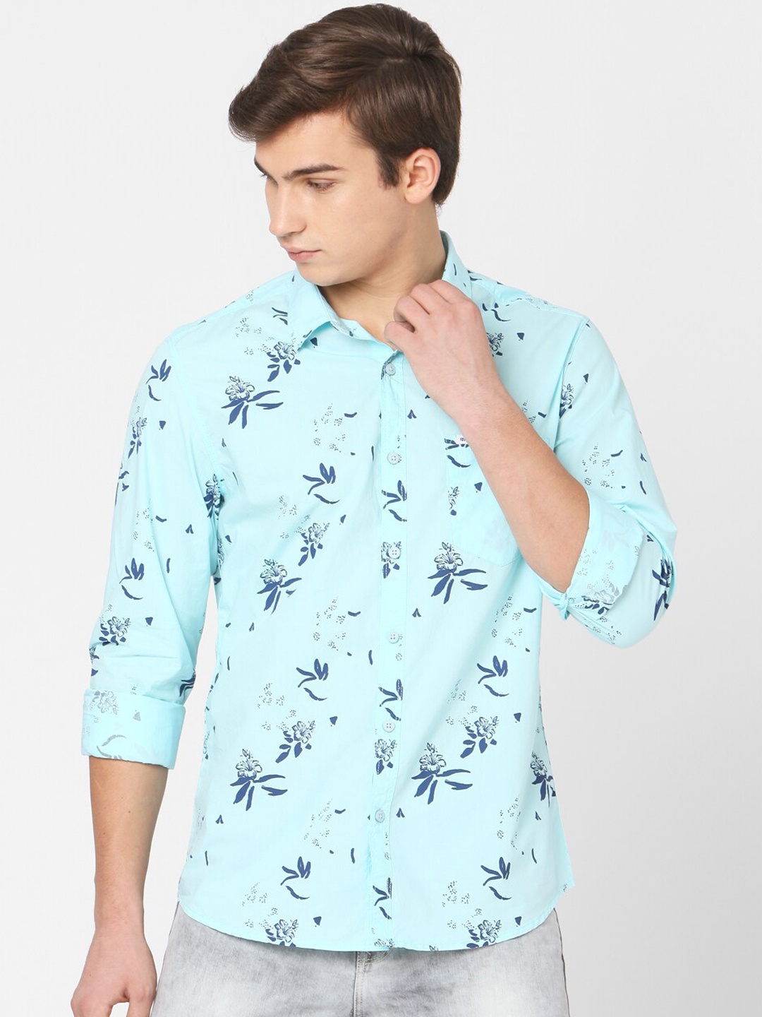 SPYKAR Men Blue Slim Fit Printed Casual Shirt