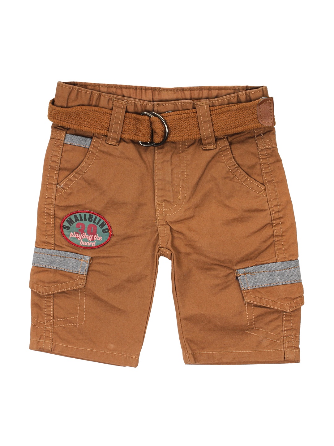 

Lil Lollipop Boys Brown Solid Regular Fit Cotton Cargo Shorts