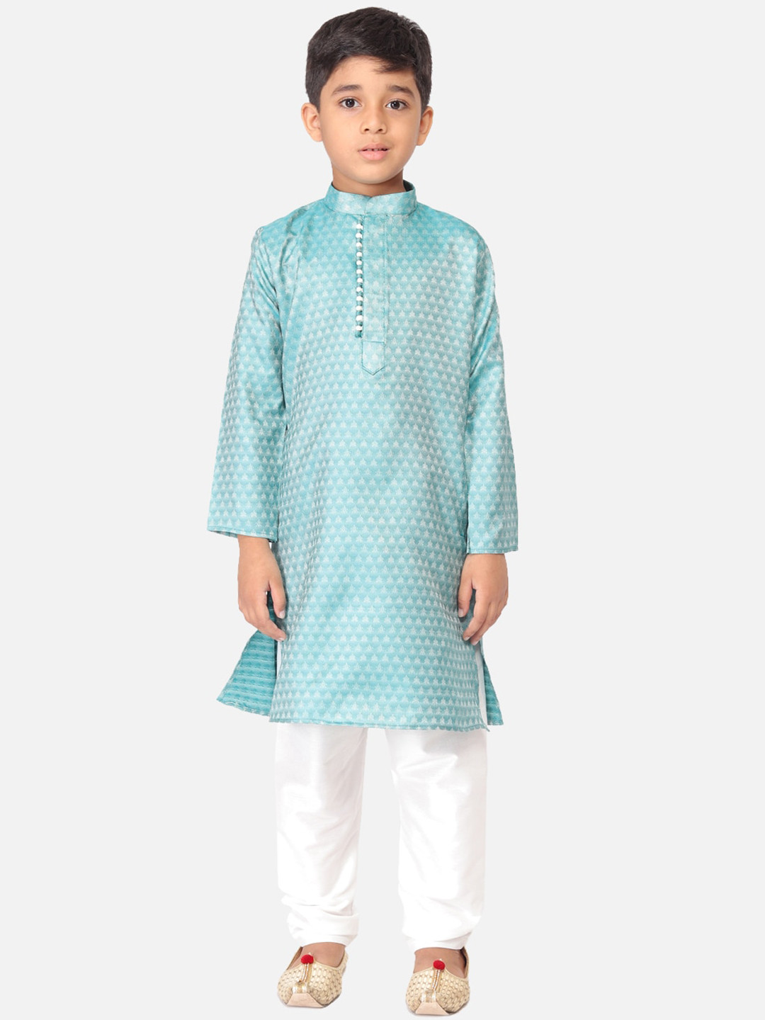 

TABARD Boys Blue & White Woven Design Kurta with Pyjamas