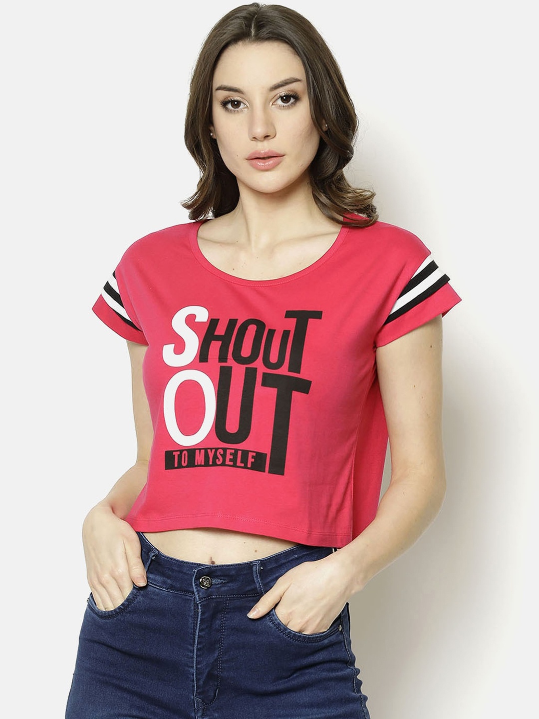 

V2 Value & Variety Pink Chambray Regular Crop Top
