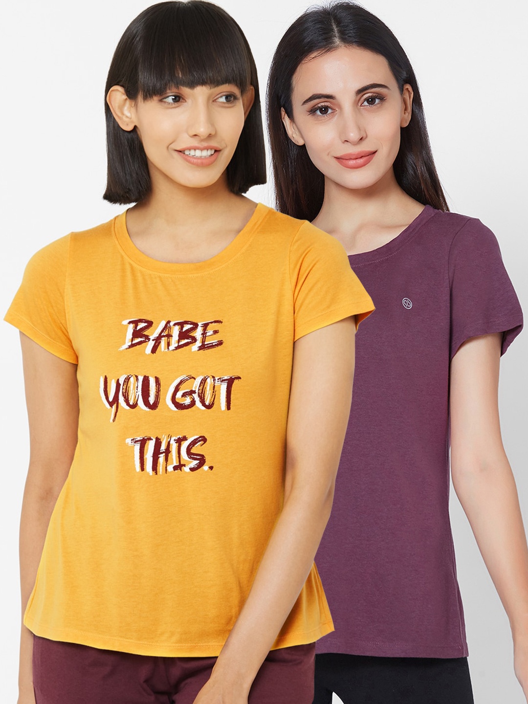 

Soie Women Pack Of 2 Lounge T-Shirts, Yellow