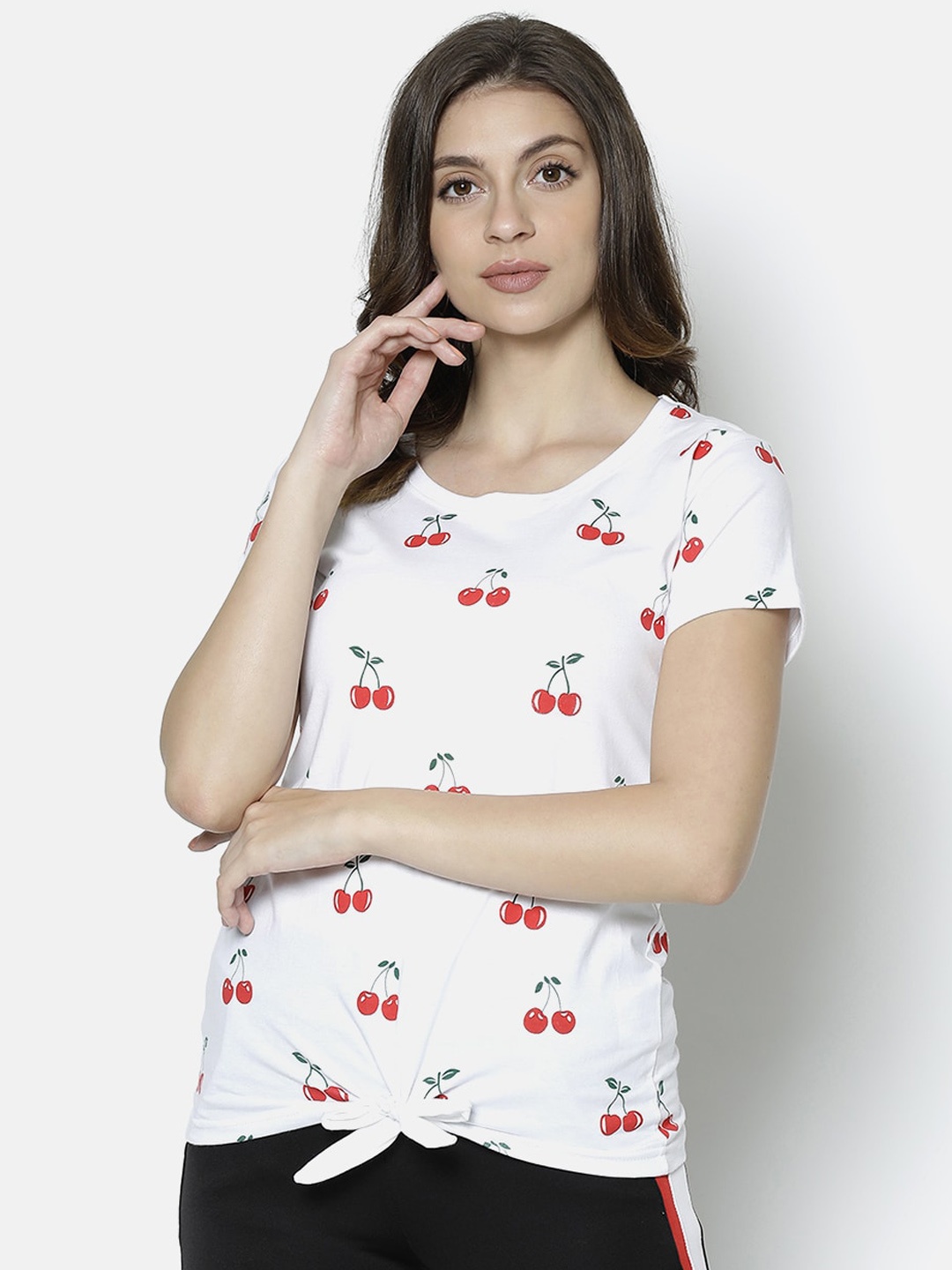 

V2 Value & Variety White & Orange Chambray Regular Top