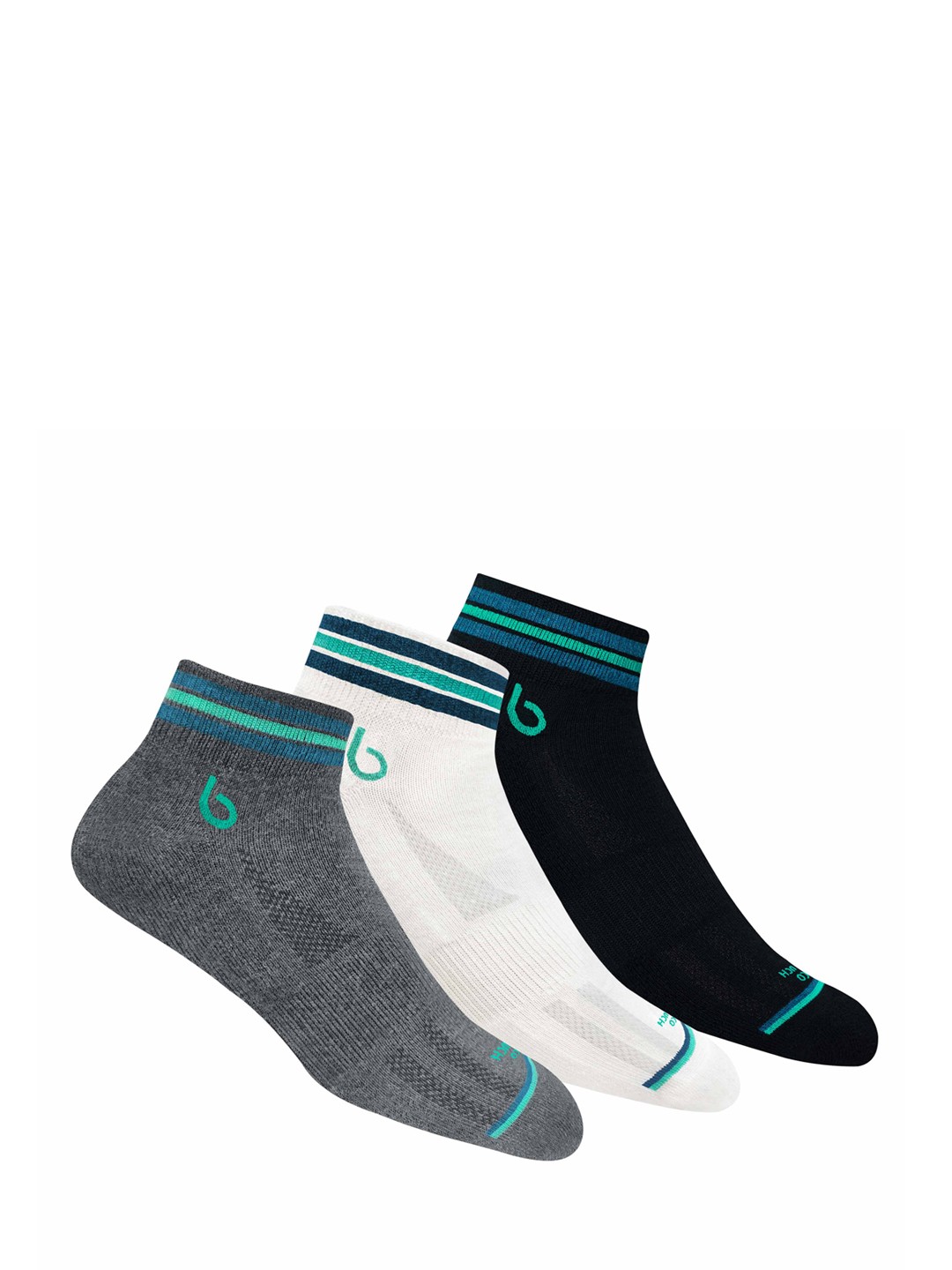

BAMBOS Men Pack Of 3 Assorted High Ankle-Length Eco Touch Sports Socks