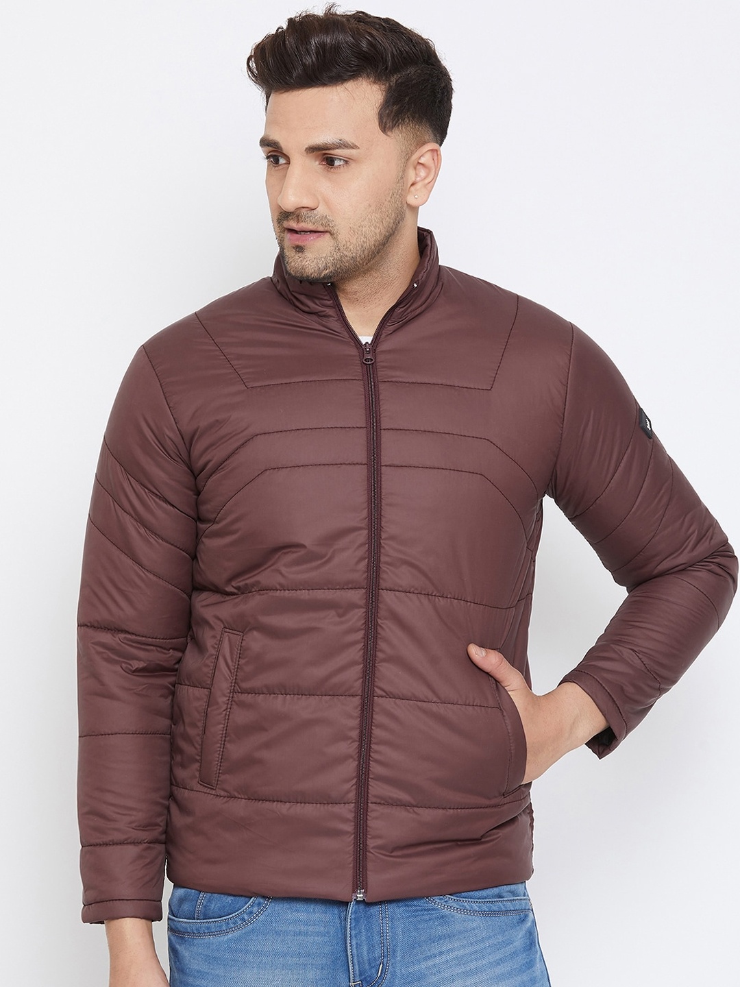 

Spirit Men Brown Solid Windcheater Padded Jacket