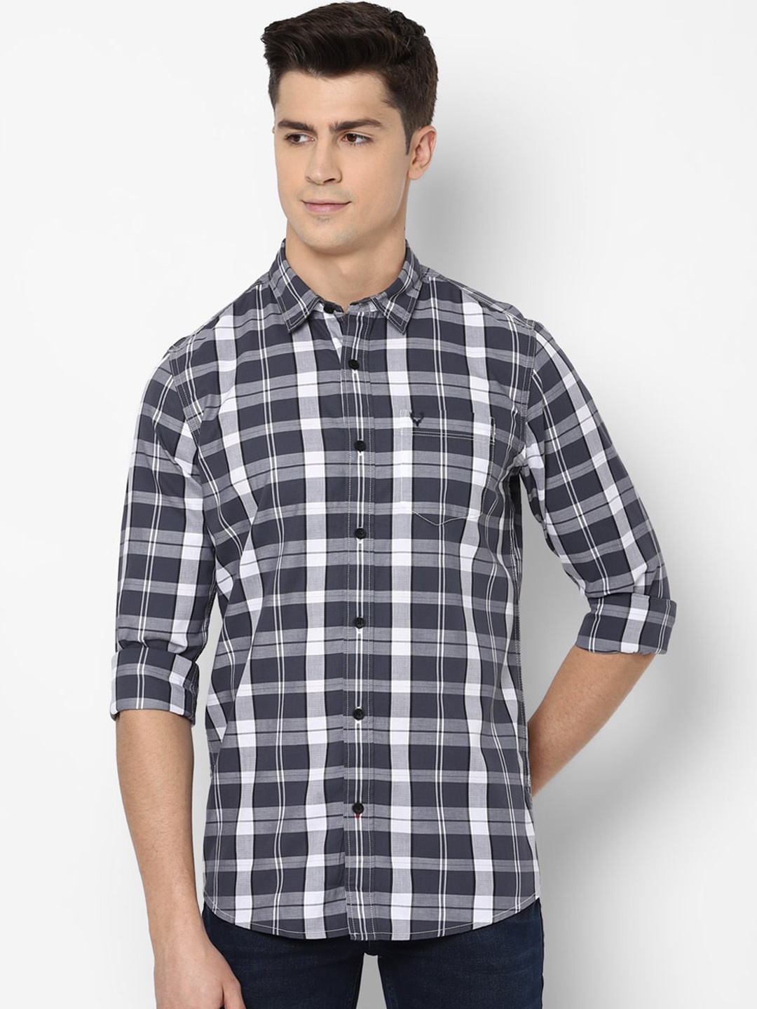 

Allen Solly Sport Men Grey Regular Fit Checked Casual Shirt
