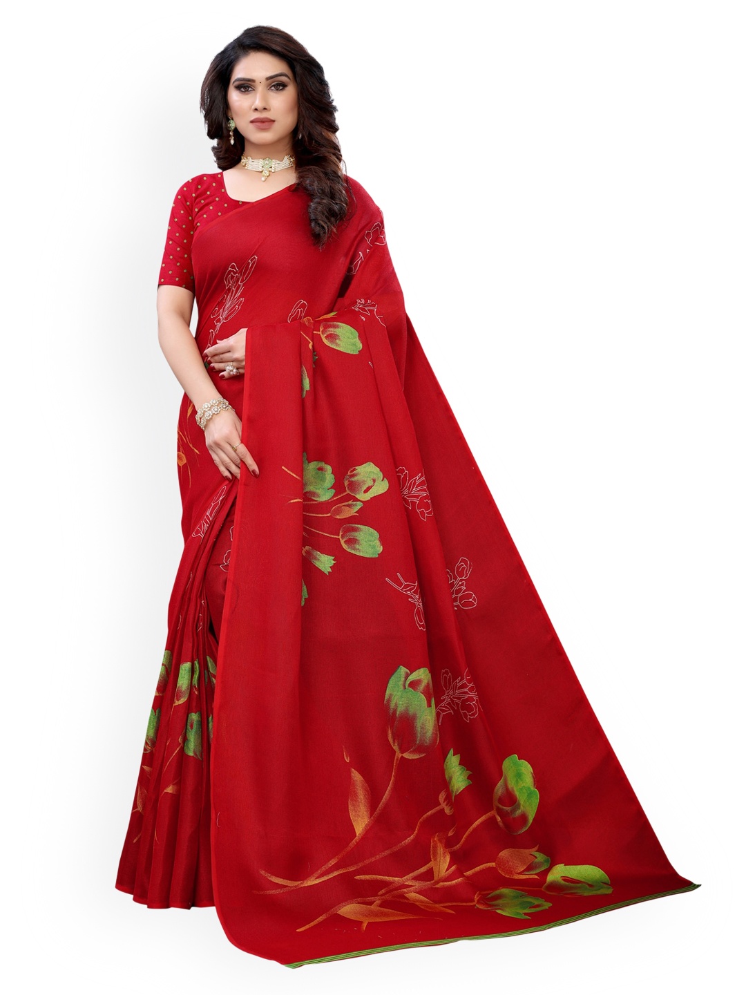 

KALINI Red Printed Saree