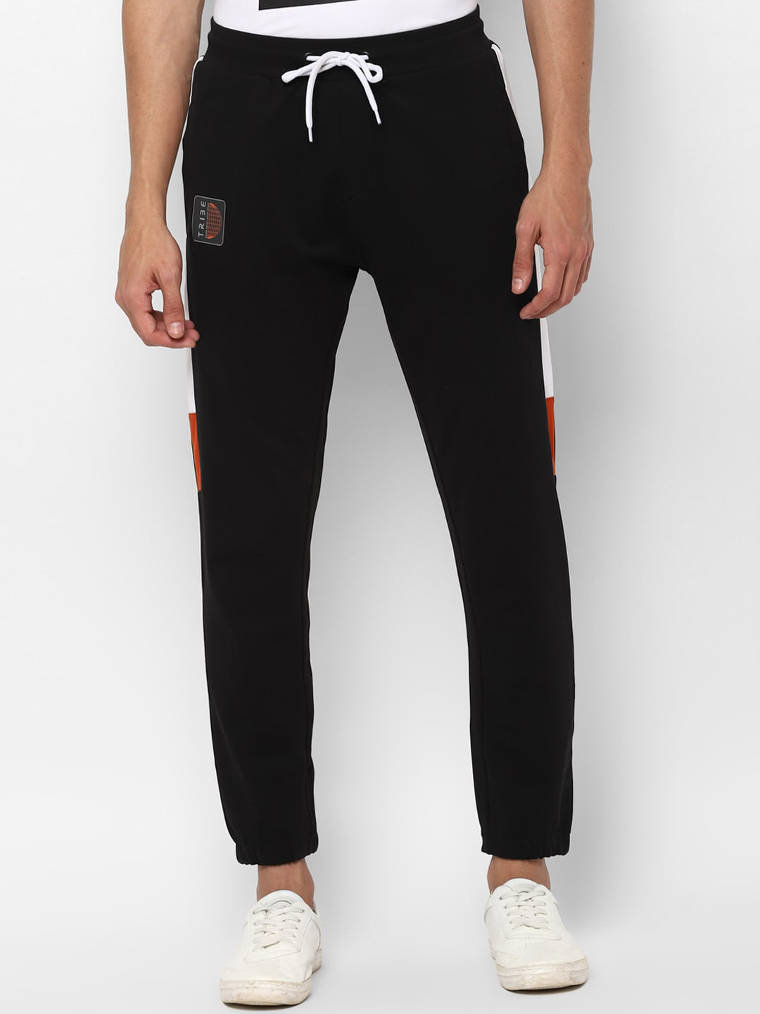 

Allen Solly Men Black & White Solid Straight-Fit Track Pants