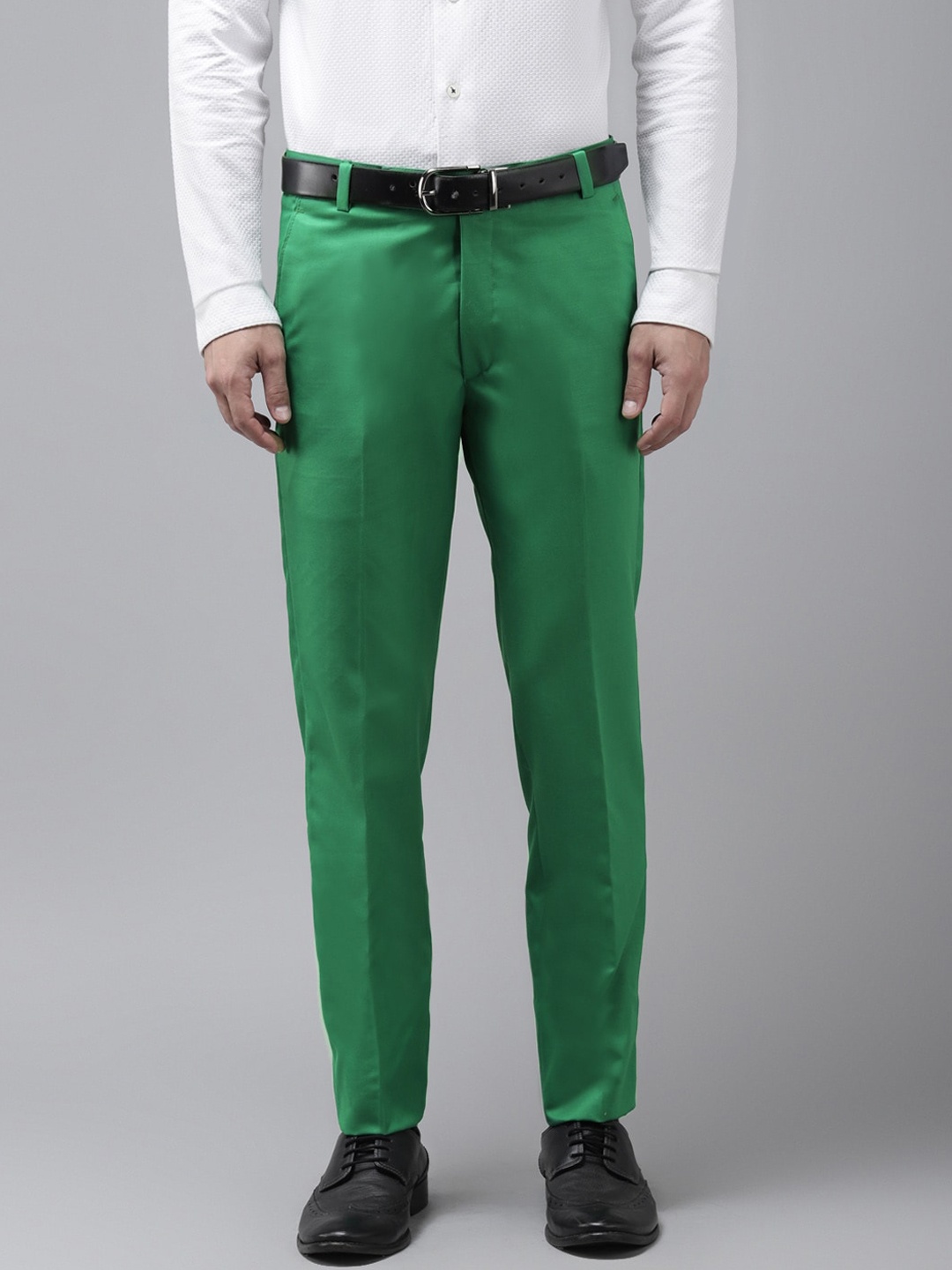 hangup trend Men Green Regular Fit Solid Regular Trousers
