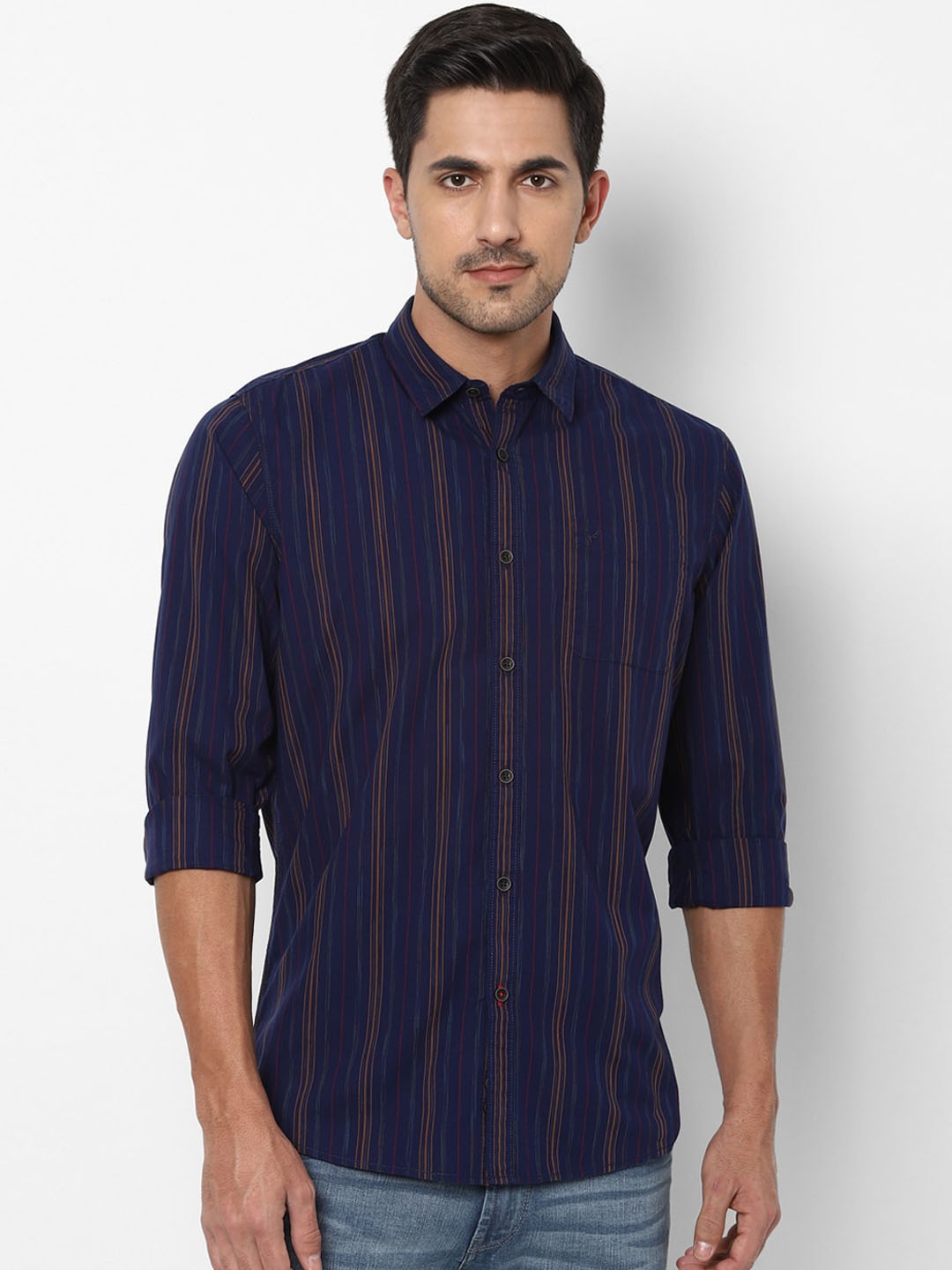 

Allen Solly Sport Men Navy Blue Regular Fit Striped Casual Shirt