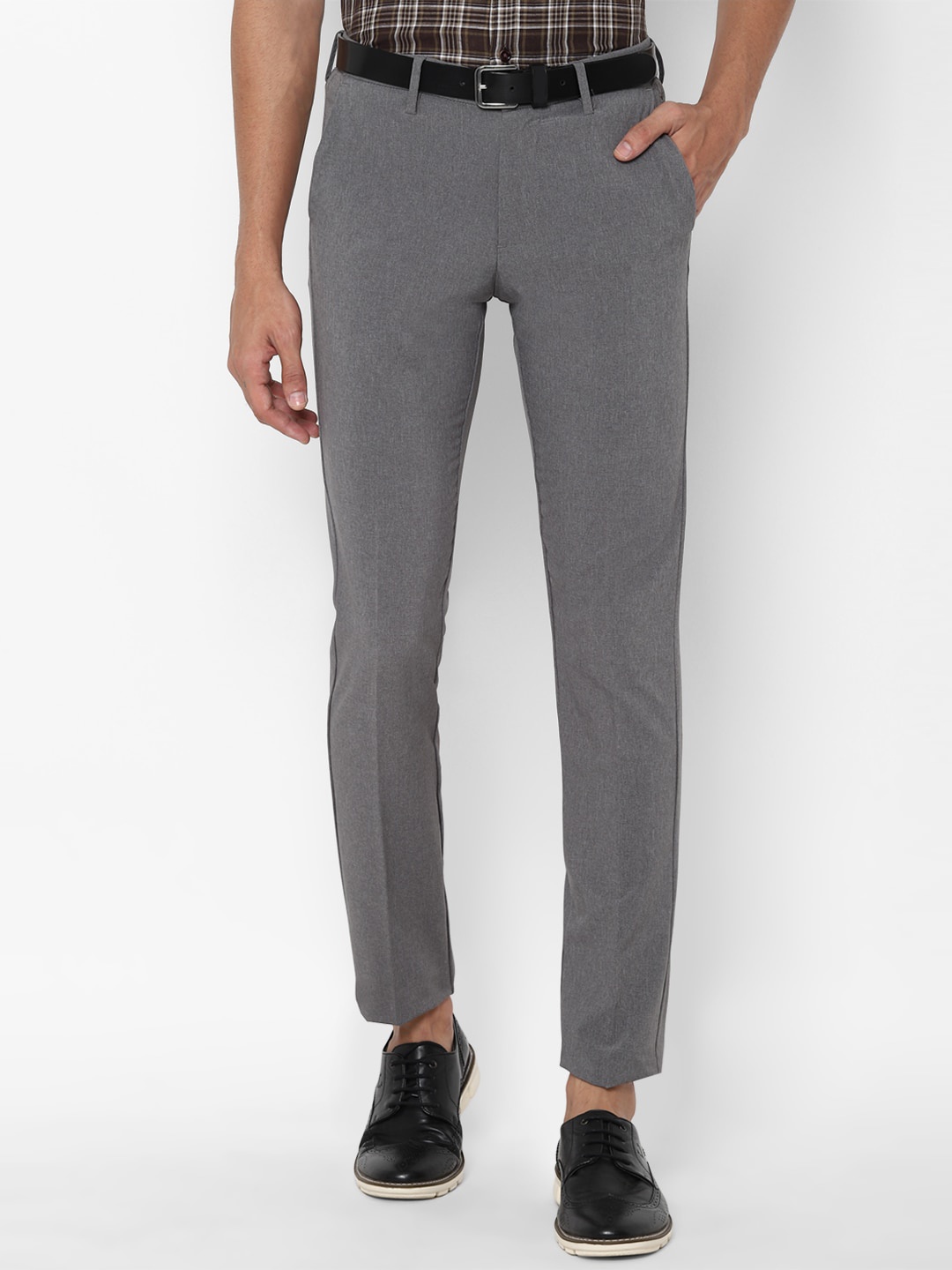 

Allen Solly Men Grey Slim Fit Solid Regular Trousers