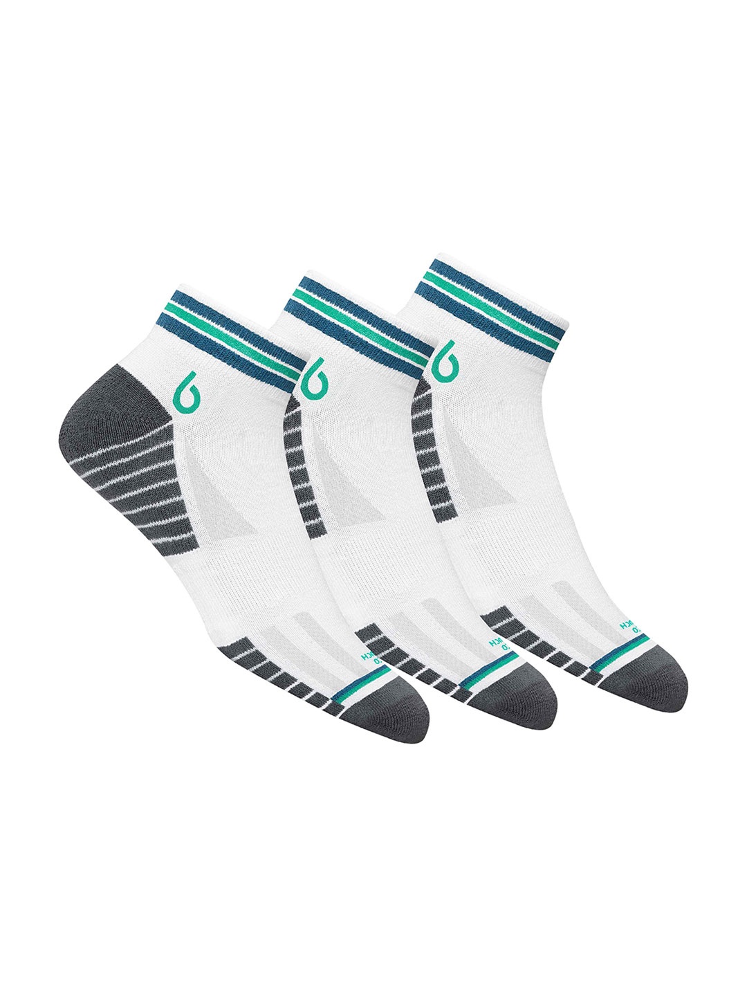 

BAMBOS Men Pack Of 3 Patterned Eco Touch Ankle-Length Sports Socks, White