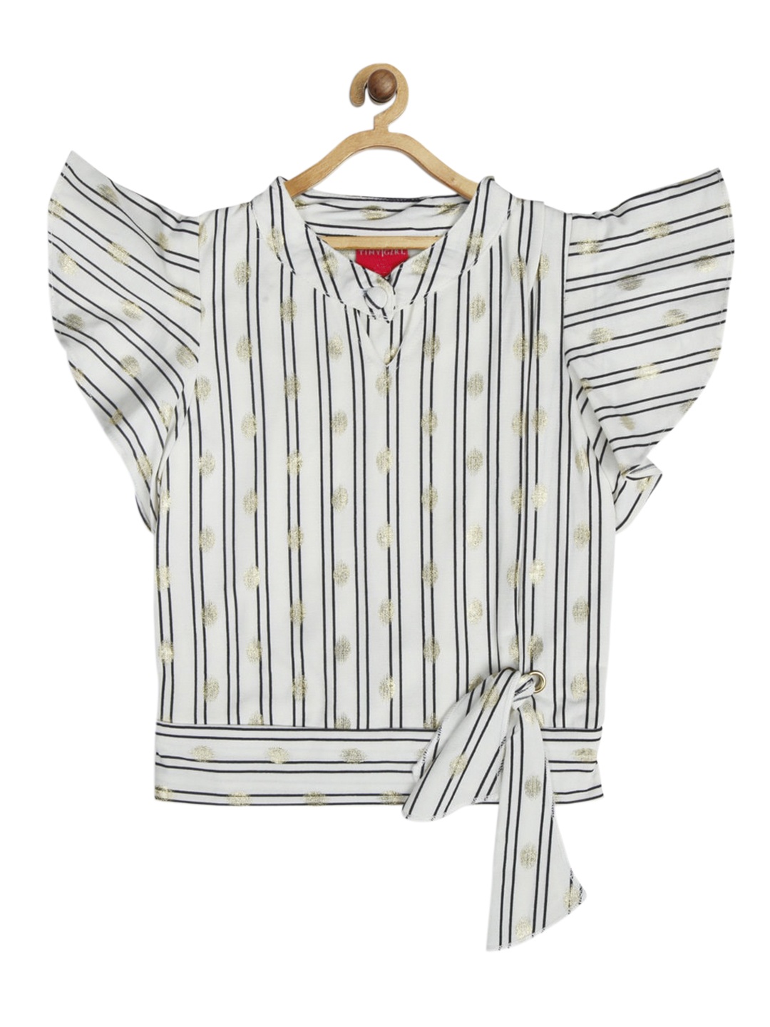 

Tiny Girl Off White Striped Regular Top