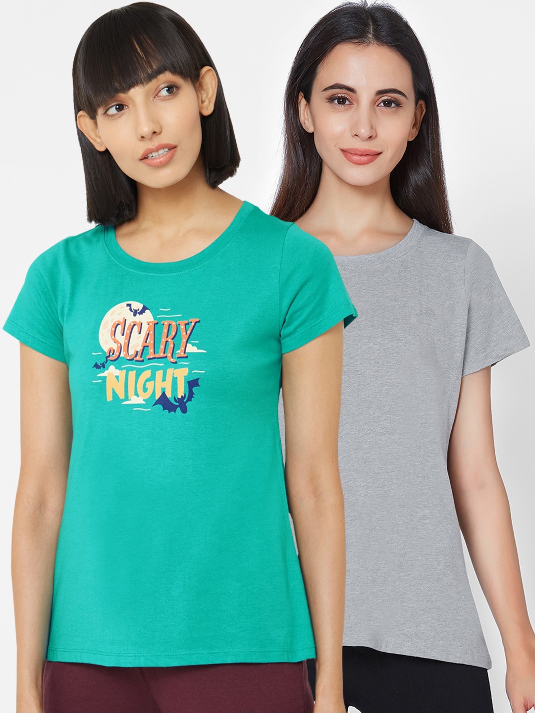 

Soie Women Pack Of 2 Lounge T-Shirts, Teal