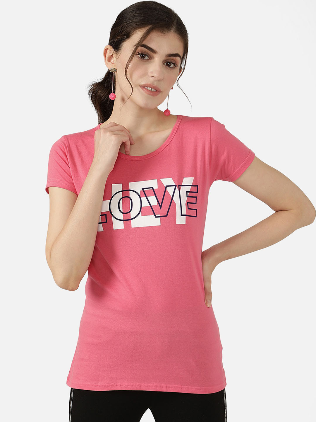 

V2 Value & Variety Pink & Off White Chambray Regular Top