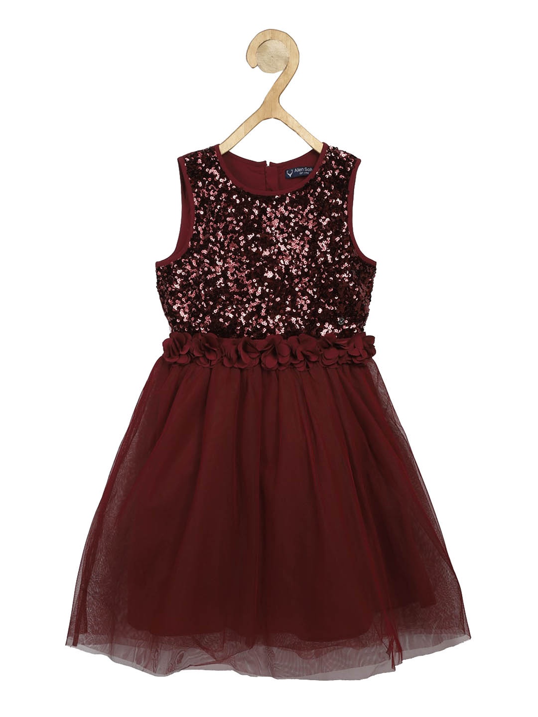 

Allen Solly Junior Girls Maroon Sequinned Fit and Flare Dress