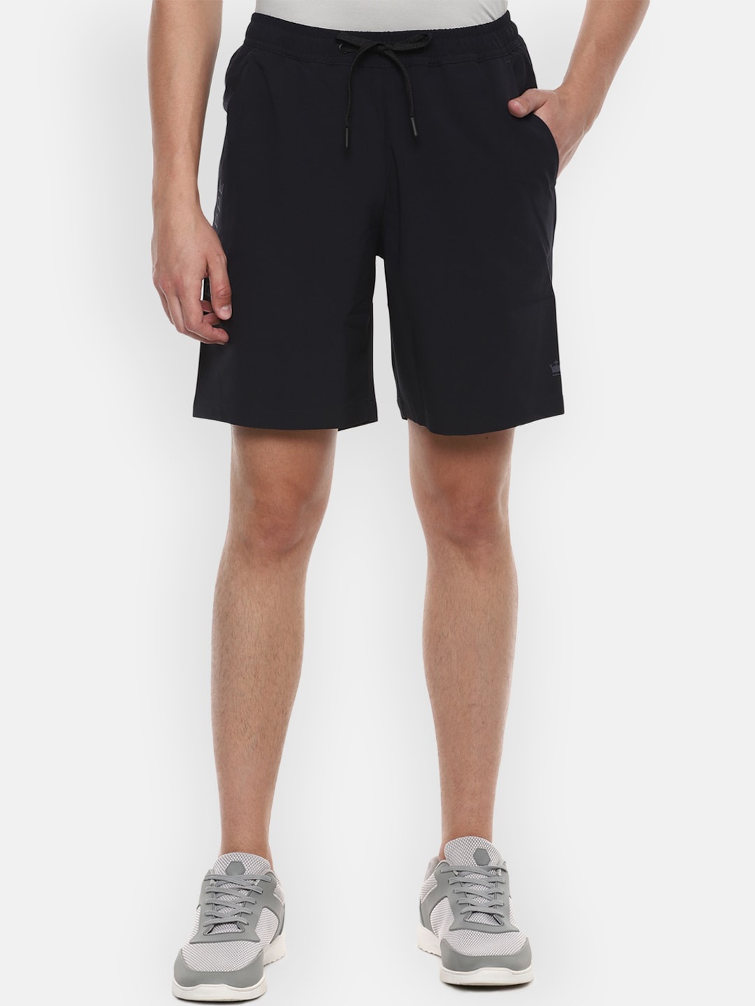 

Louis Philippe ATHPLAY Men Black Solid Slim Fit Regular Shorts