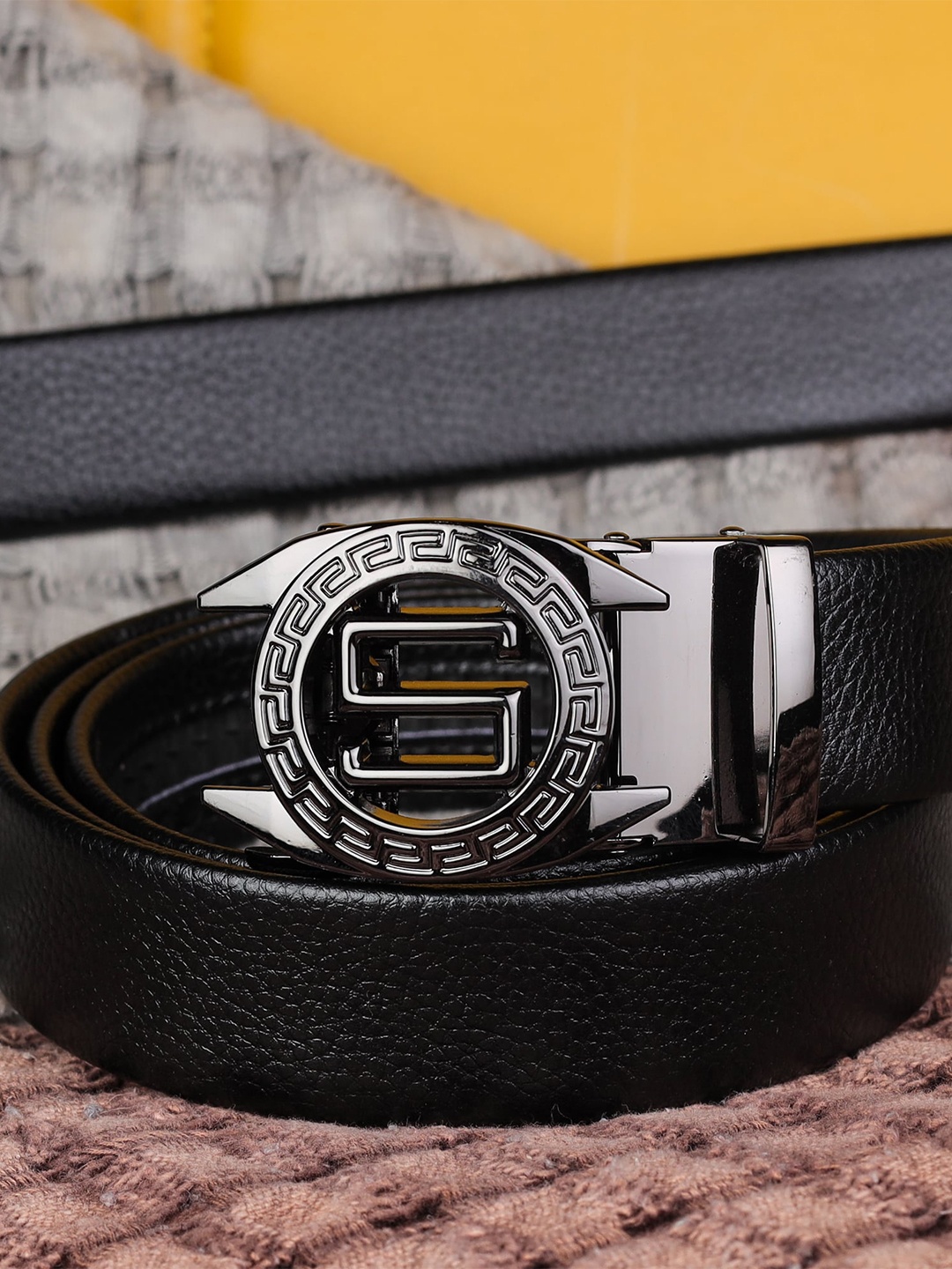 Kastner Men Black Textured Belt