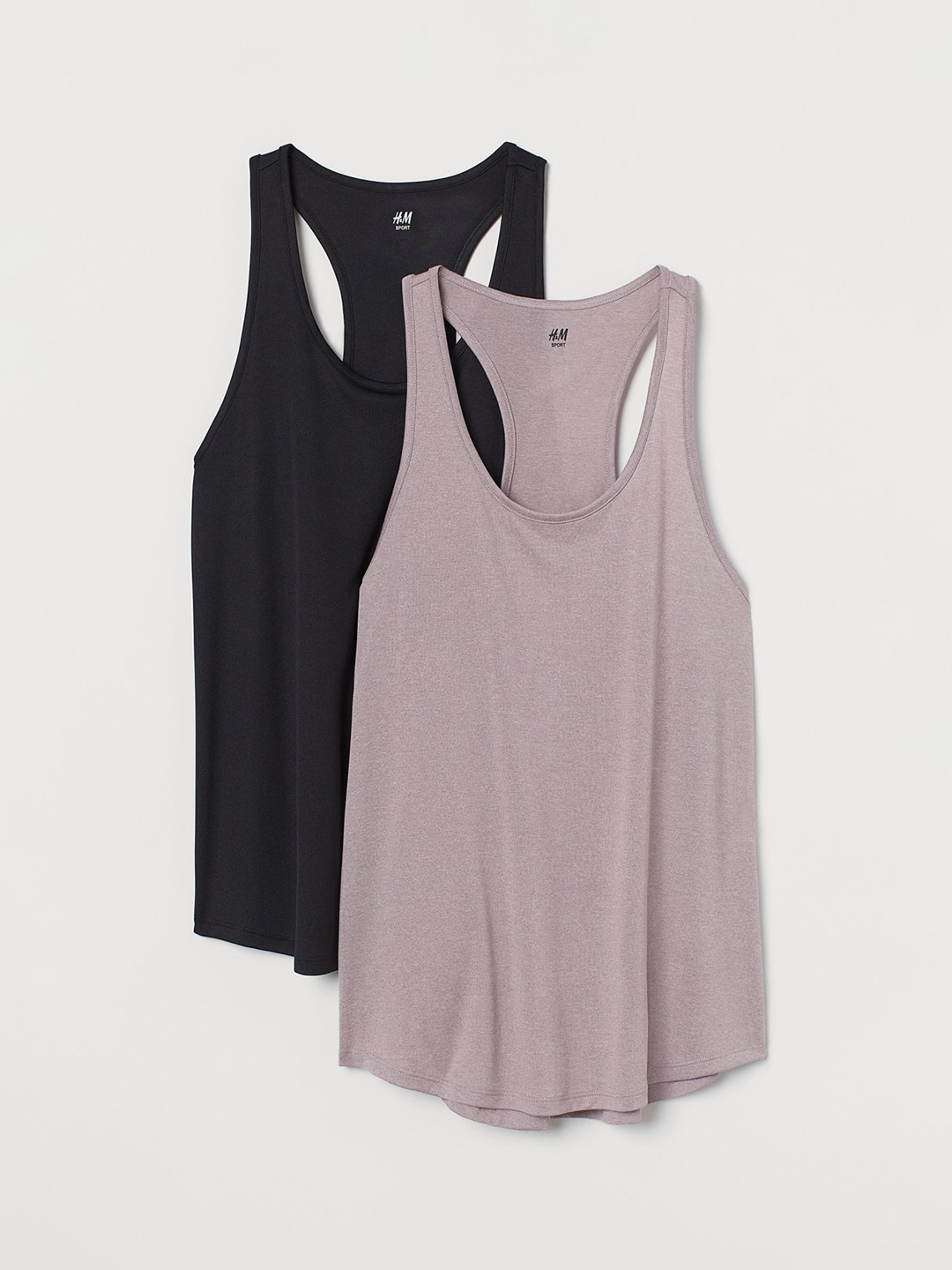 

H&M Women Solid 2-Pack Sports Vest Tops, Black