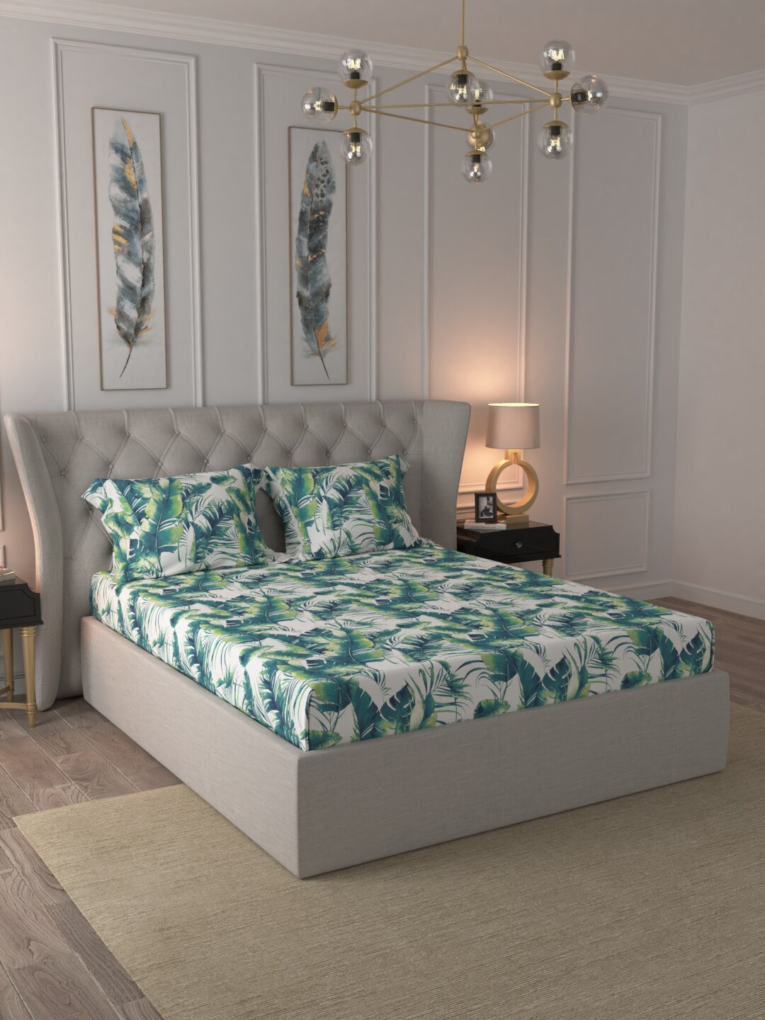 

Trident Multicoloured Abstract 144 TC Cotton 1 Queen Bedsheet with 2 Pillow Covers, Multi