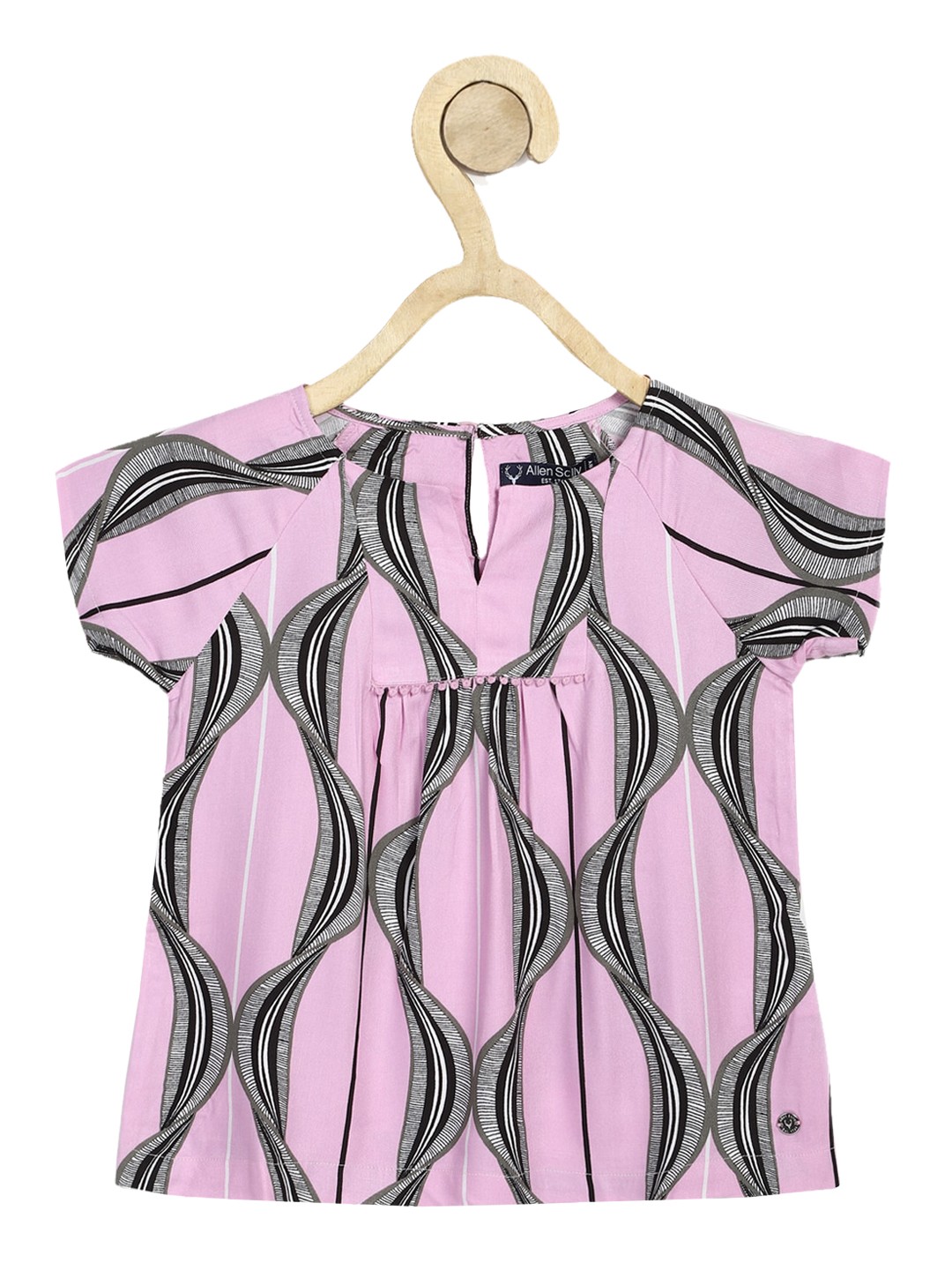 

Allen Solly Junior Pink & Black Notched Round Neck A-Line Top