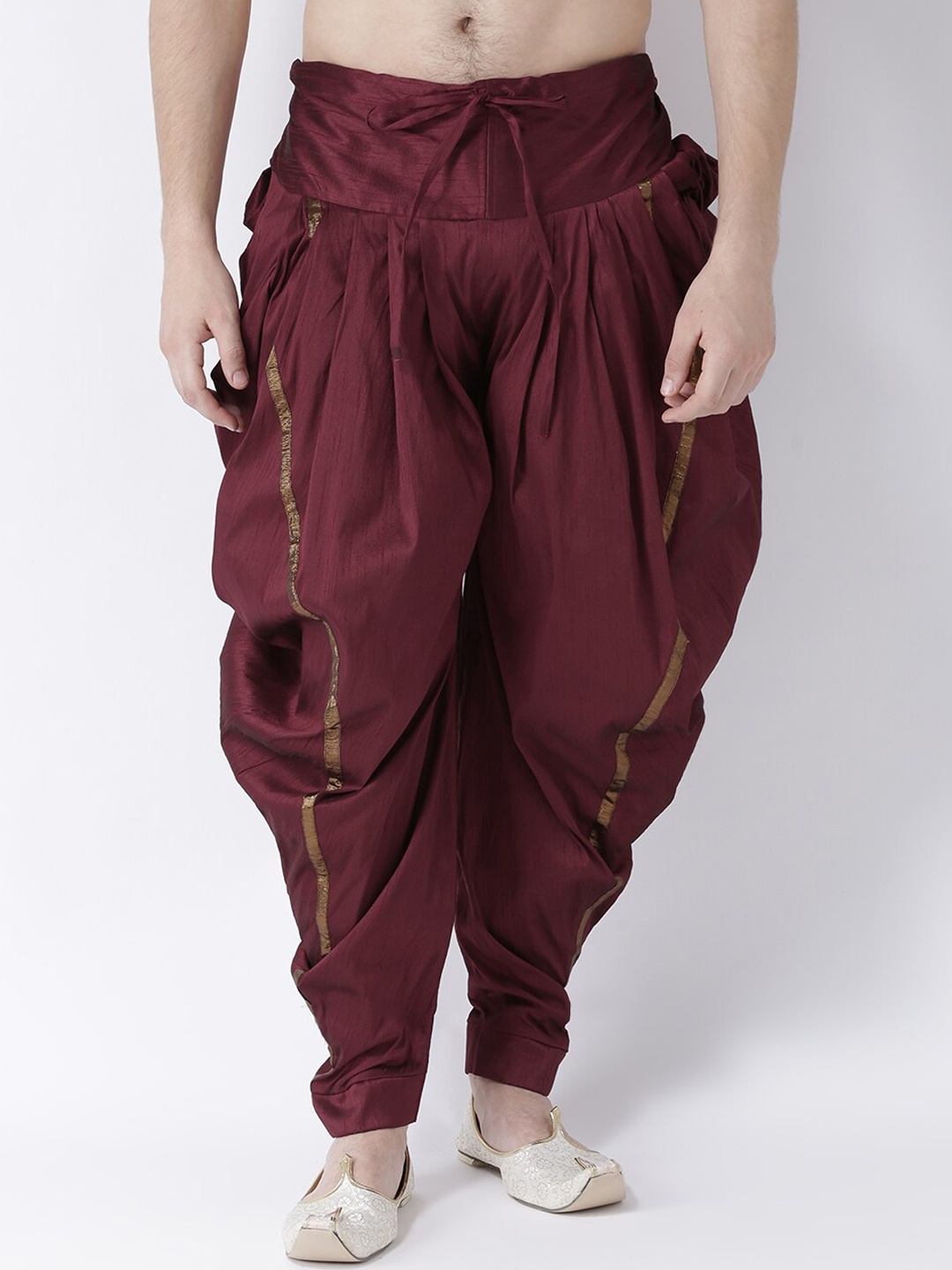 

DEYANN Men Maroon Solid Dupion Silk Dhoti Pants