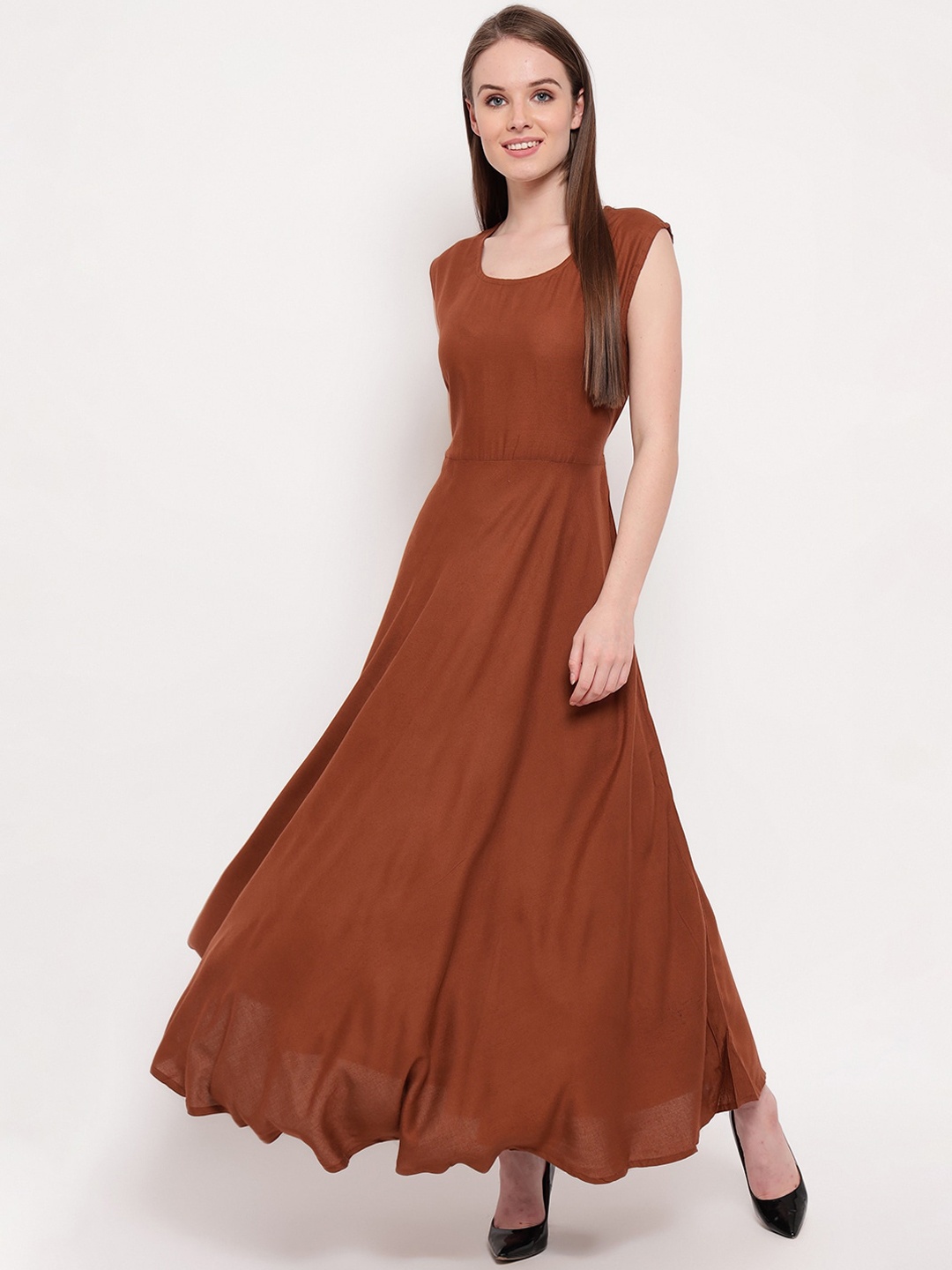 

Aawari Women Brown Solid Maxi Dress