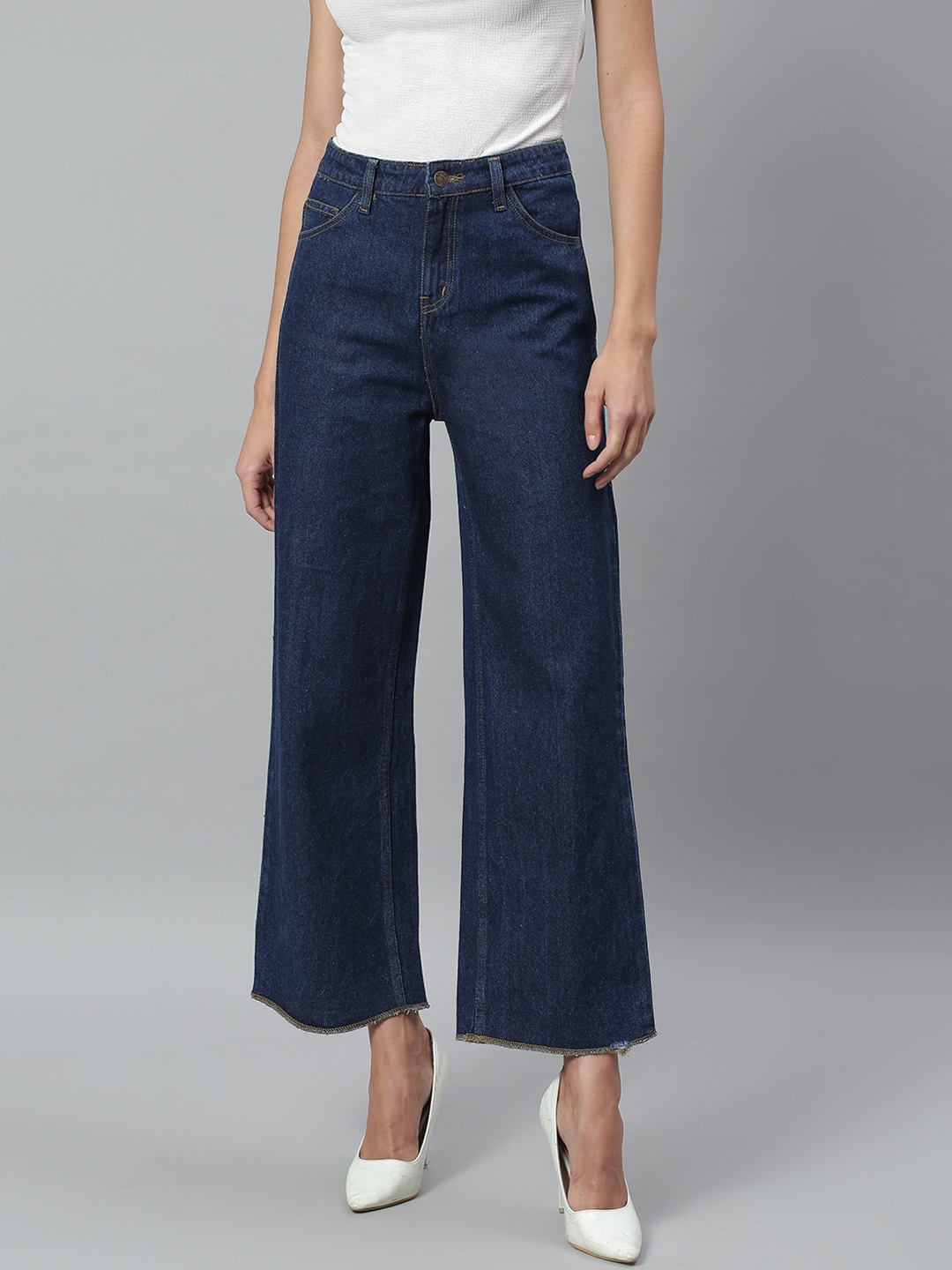 

Kotty Women Navy Blue Flared High-Rise Stretchable Jeans