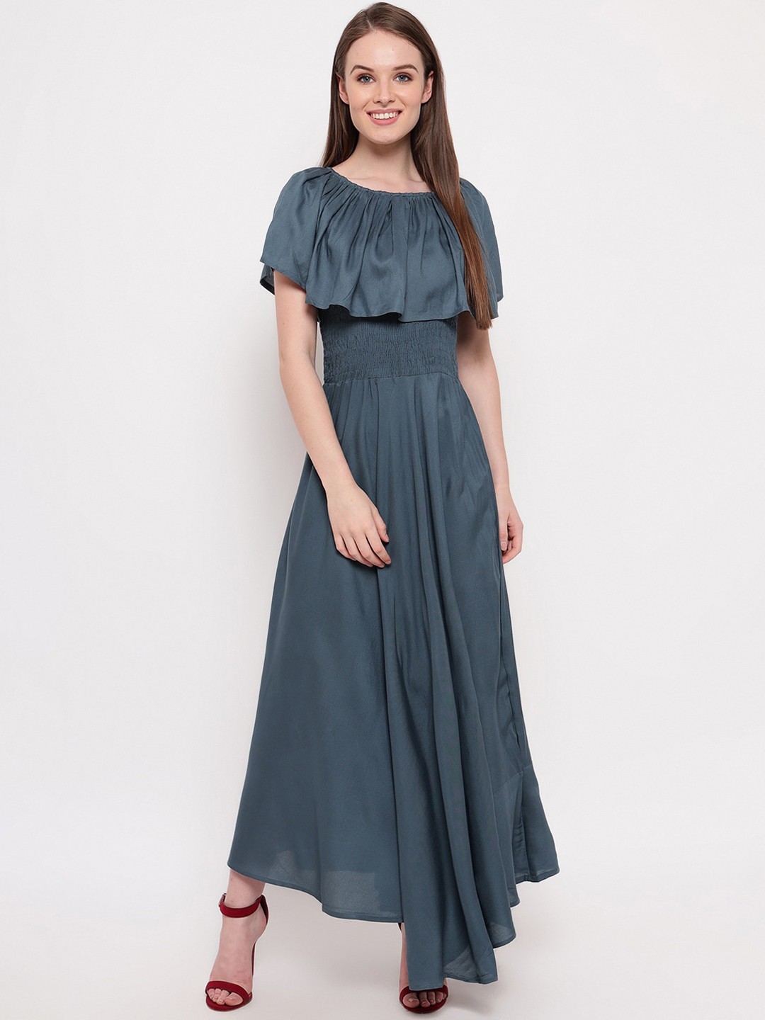 

Aawari Women Grey Solid Maxi Dress