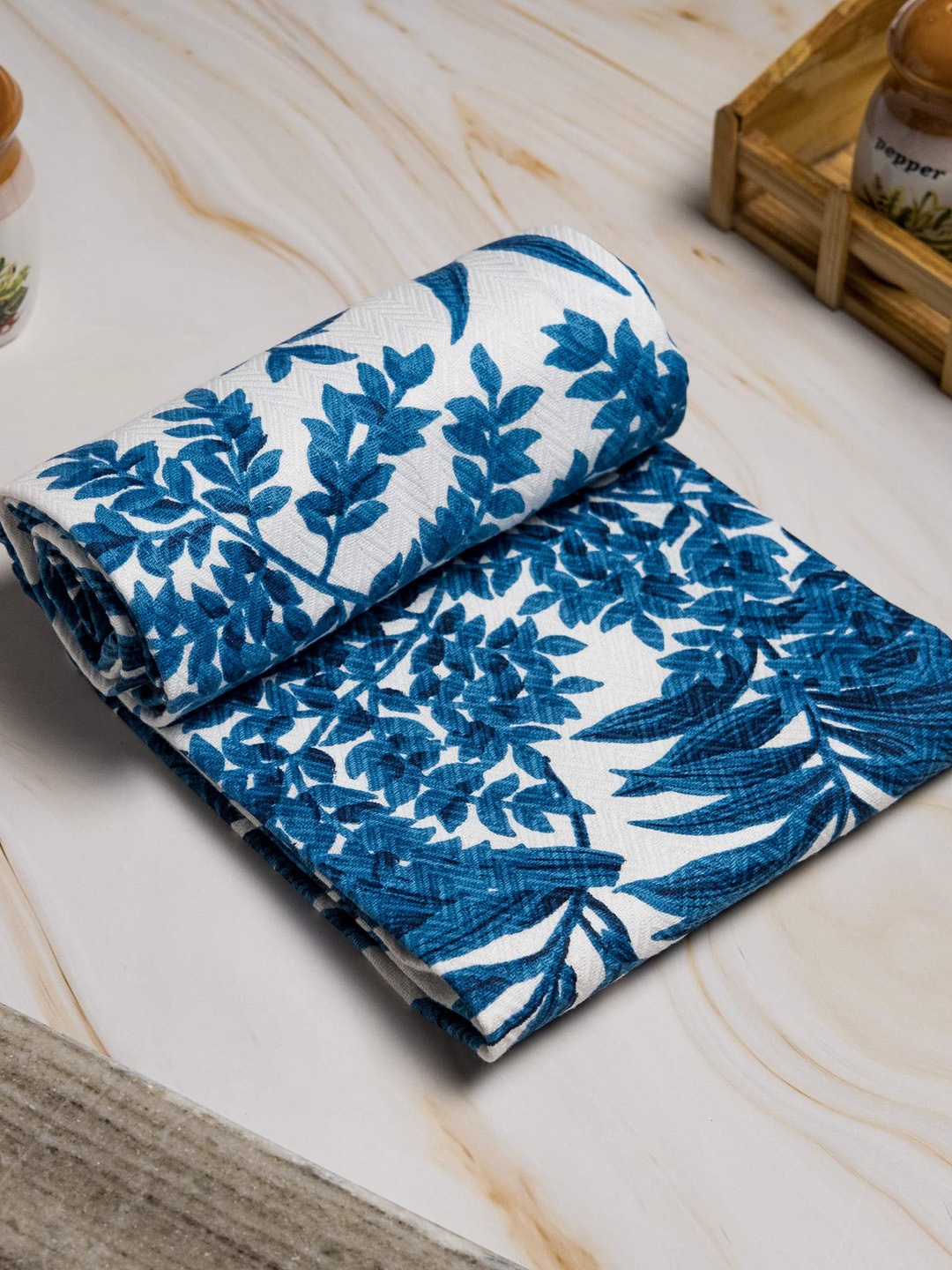 

happywagon Palm Tropical Cotton Kitchen Towels, White