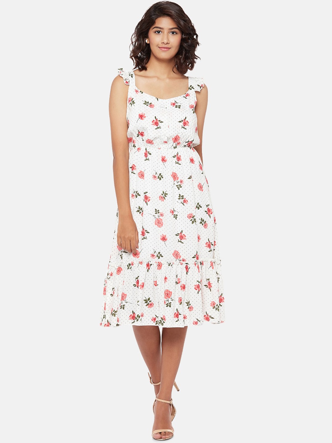 

People Women White Printed A-Line Dress