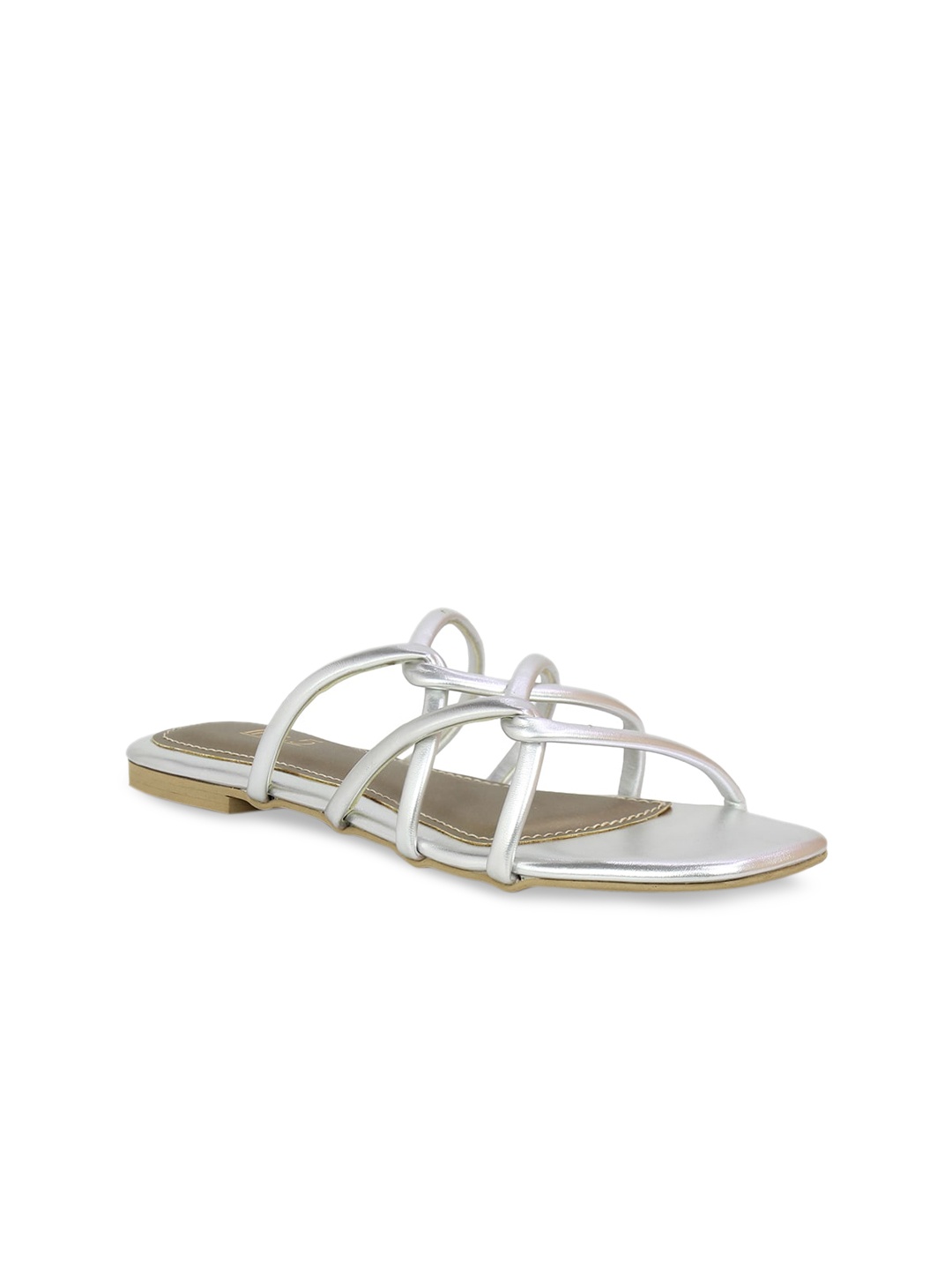 

Inc 5 Women Silver-Toned Embellished Open Toe Flats